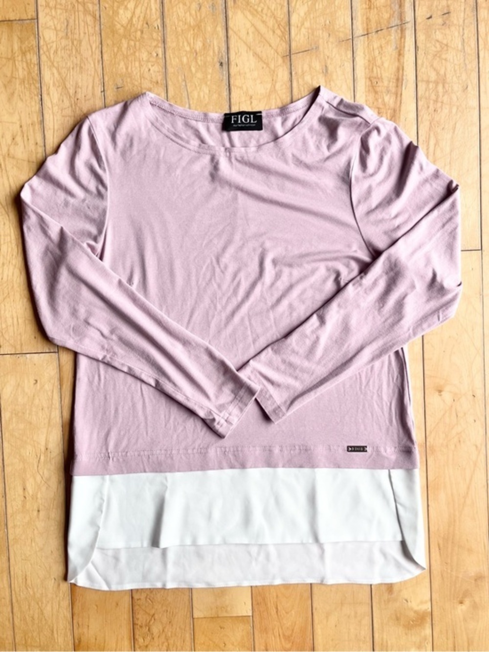 FIGL Blush Minimalist Casual Layered Hem Top Size Medium